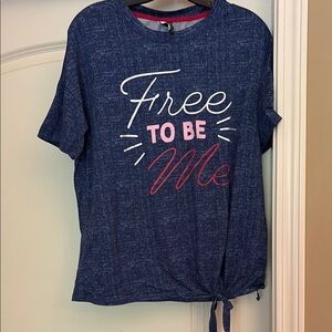 Blue and White Short Sleeve Tee with Inspirational Design